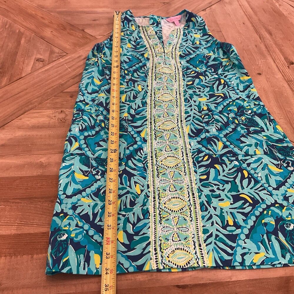 Lilly Pulitzerโ Kelby Stretch Shift Dress Blue Green Midnight Cove Print Size 6 - Picture 9 of 9